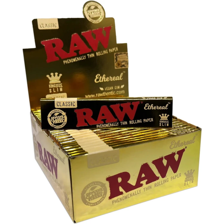 BOX - 50 x Bibułki RAW Ethereal KS Slim 32 szt.