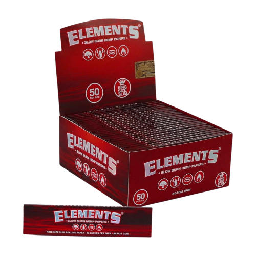 BOX - 50 x Bibułki Elements Red King Size Slim