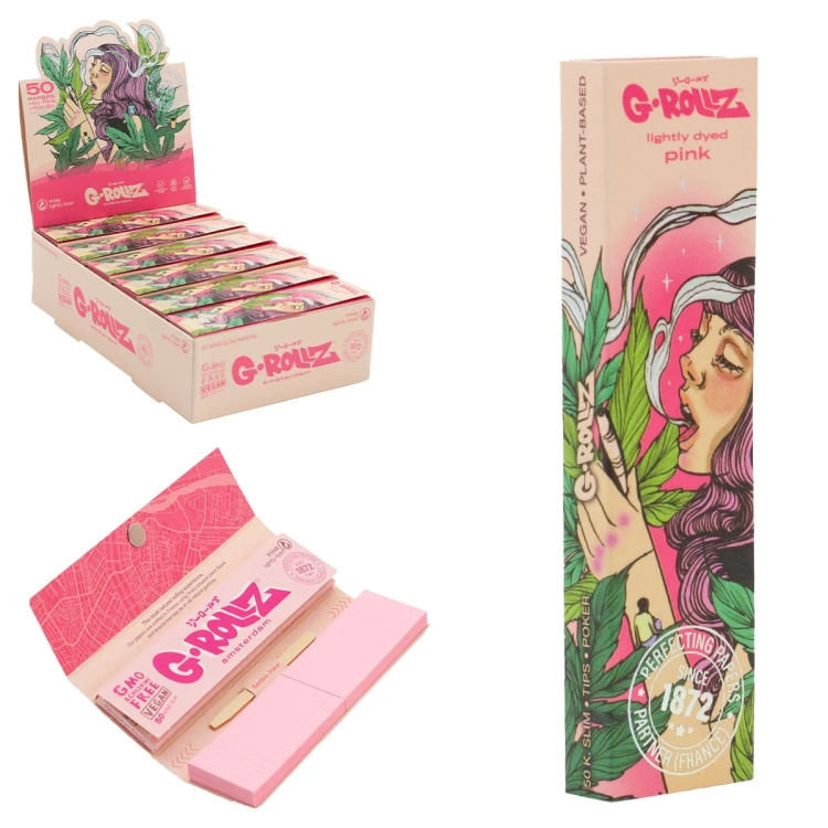 Bibułki G-Rollz Colossal Dream +Tips Pink KS Slim