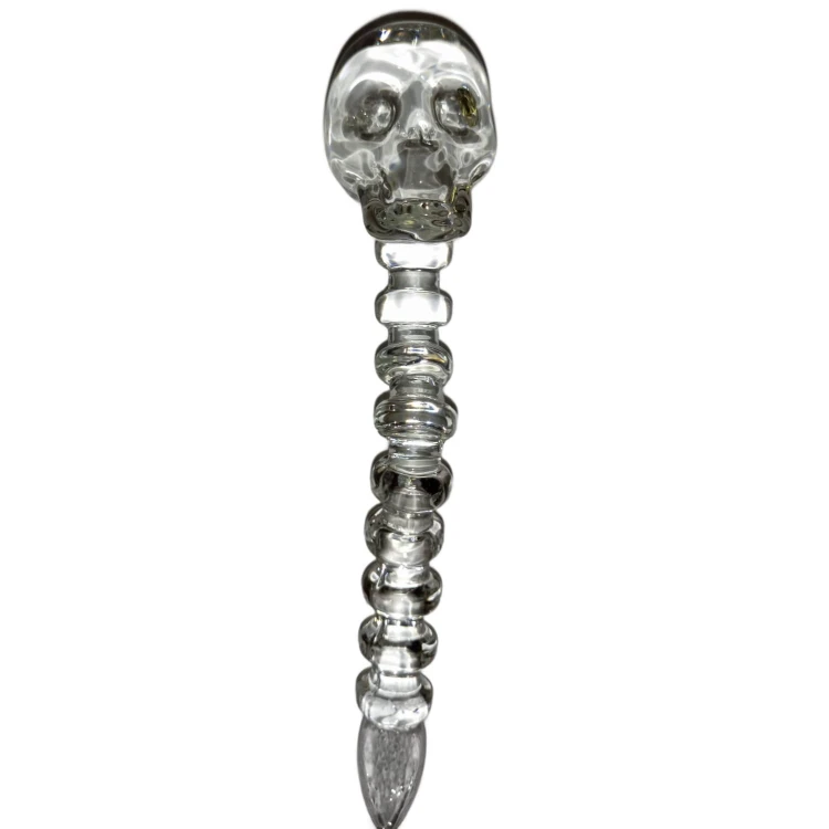 Dabber Szklany "Przeźroczysta Czaszka" CLOVER SKULL do olejku 12 cm