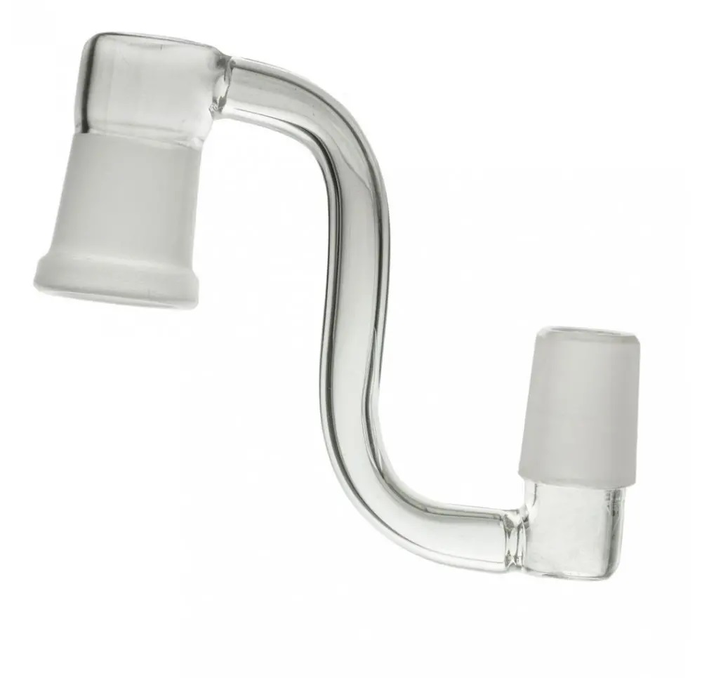 Szklany adapter Chongz z wygiętym kształtem, przejściówka z szlifu męskiego 19 mm na żeński 19 mm, wykonana z przezroczystego szkła, łączniki do szlifu
