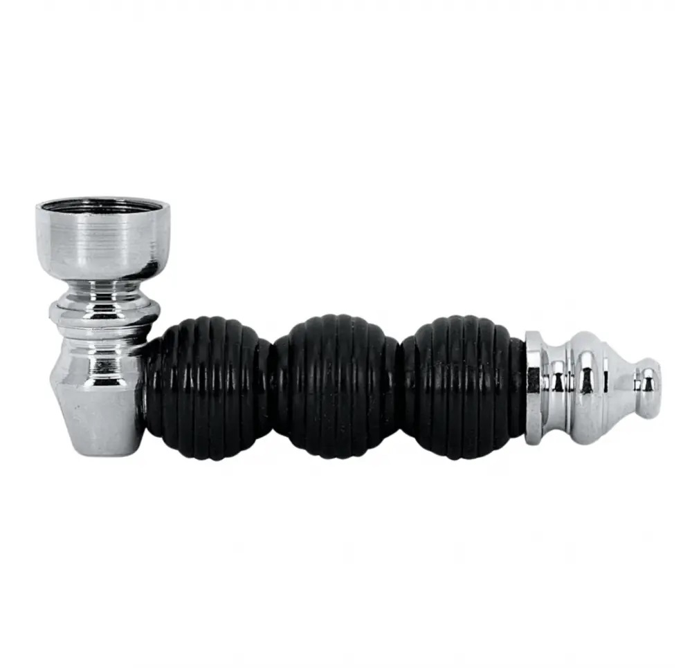 Lufka metalowo-akrylowa o długości 8 cm w kolorze czarnym, z trzema ryflowanymi kulkami zapewniającymi lepszy chwyt – nowoczesny i funkcjonalny design, akrylowe 