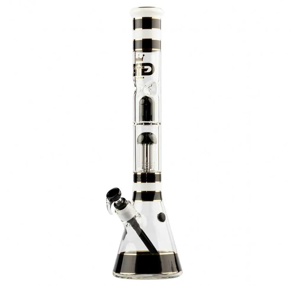 Szklane bongo Grace Glass Golden Line 46 cm z czarnymi akcentami i perkolatorem, bonga duże 