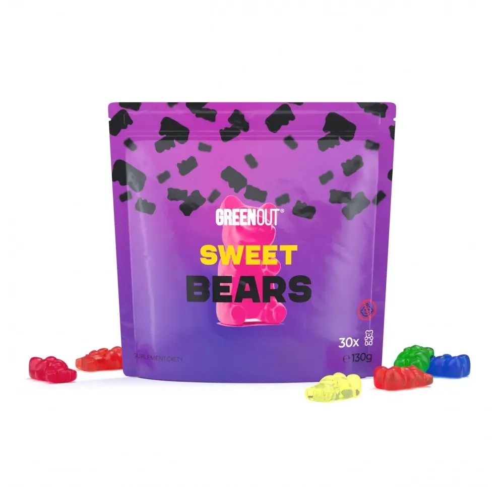 Żelki konopne Green Out Sweet Bears 130 g w kolorowym opakowaniu, suplementy diety 