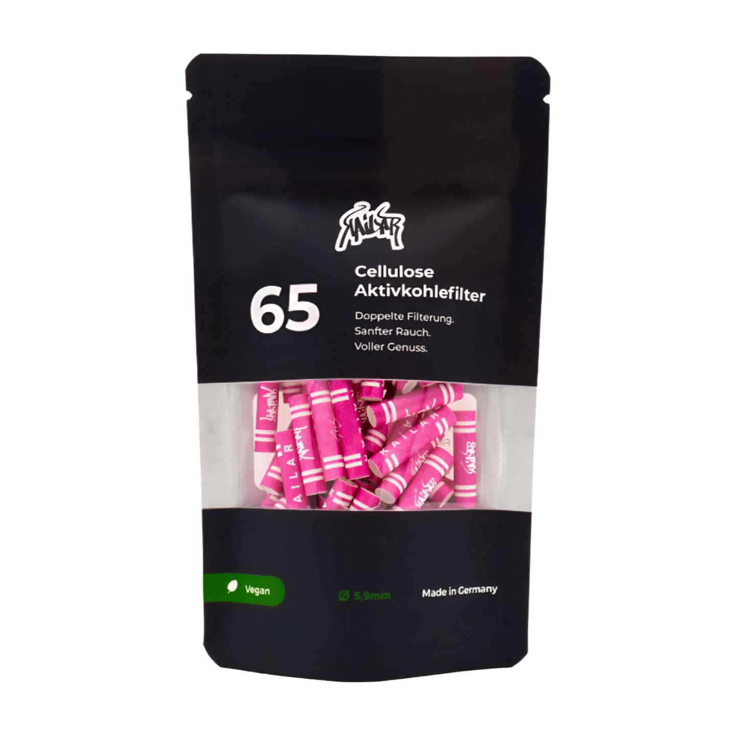 Zdjęcie przedstawia produkt Filterki z węglem aktywnym Slim 5,9mm 65szt RÓŻOWE.