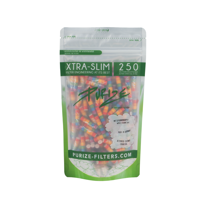 Na zdjęciu widoczne są Filtry aktywne PURIZE Xtra Slim Rainbow 250 sztuk.