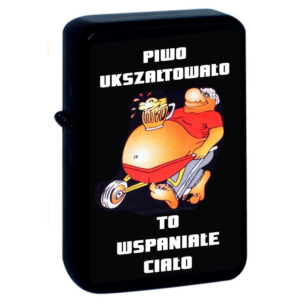 Zdjęcie przedstawia Zapalniczka benzynowa Tasman PRL Piwo.