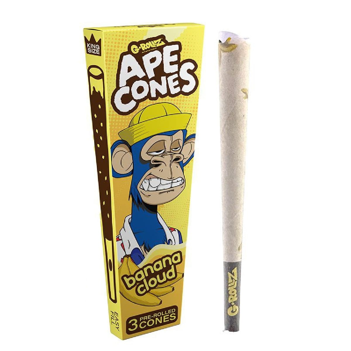 Na zdjęciu widoczne są Bibułki skręcone G-Rollz Ape Cones Banana Cloud - 3 szt..