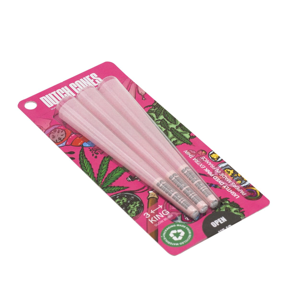 Na zdjęciu widoczne są Bibułki Skręcone Dutch Cones King Size Pink 3 szt..