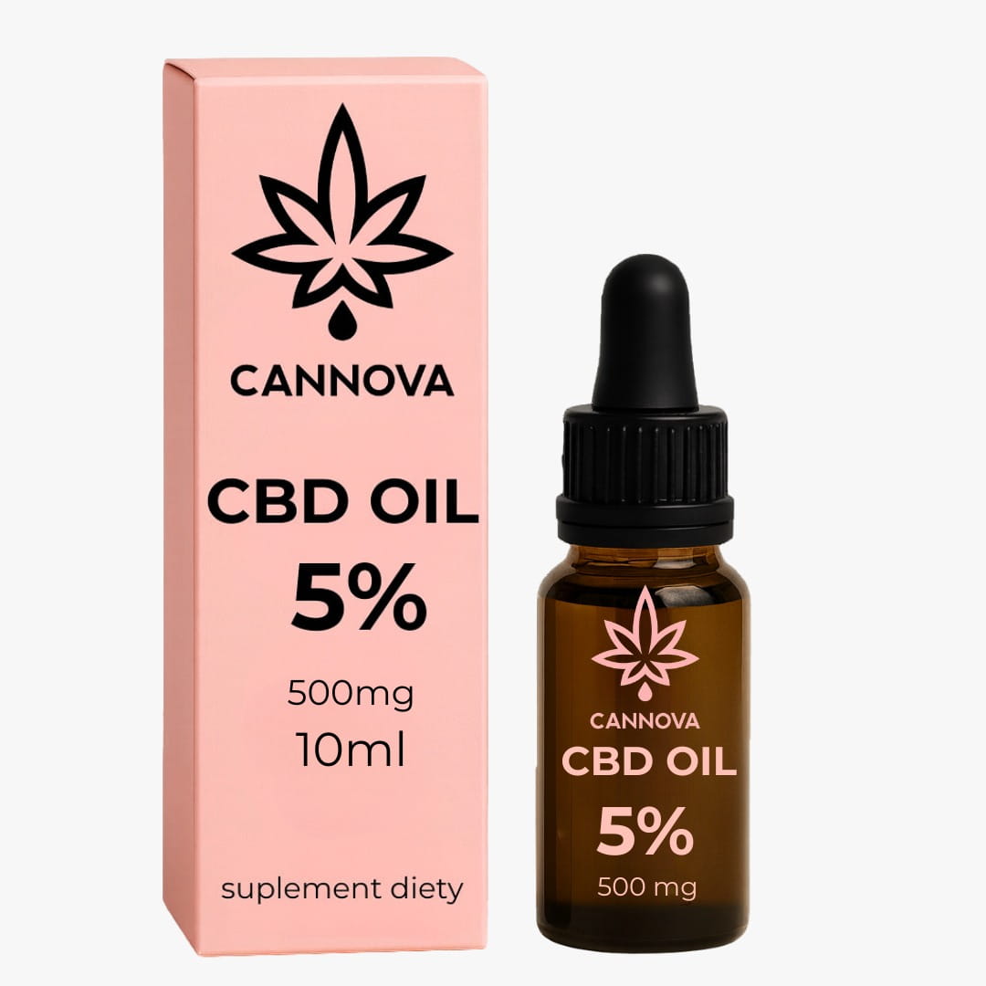 Zdjęcie przedstawia produkt CANNOVA Natural CBD Oil 500 mg - 5% - 10ml..