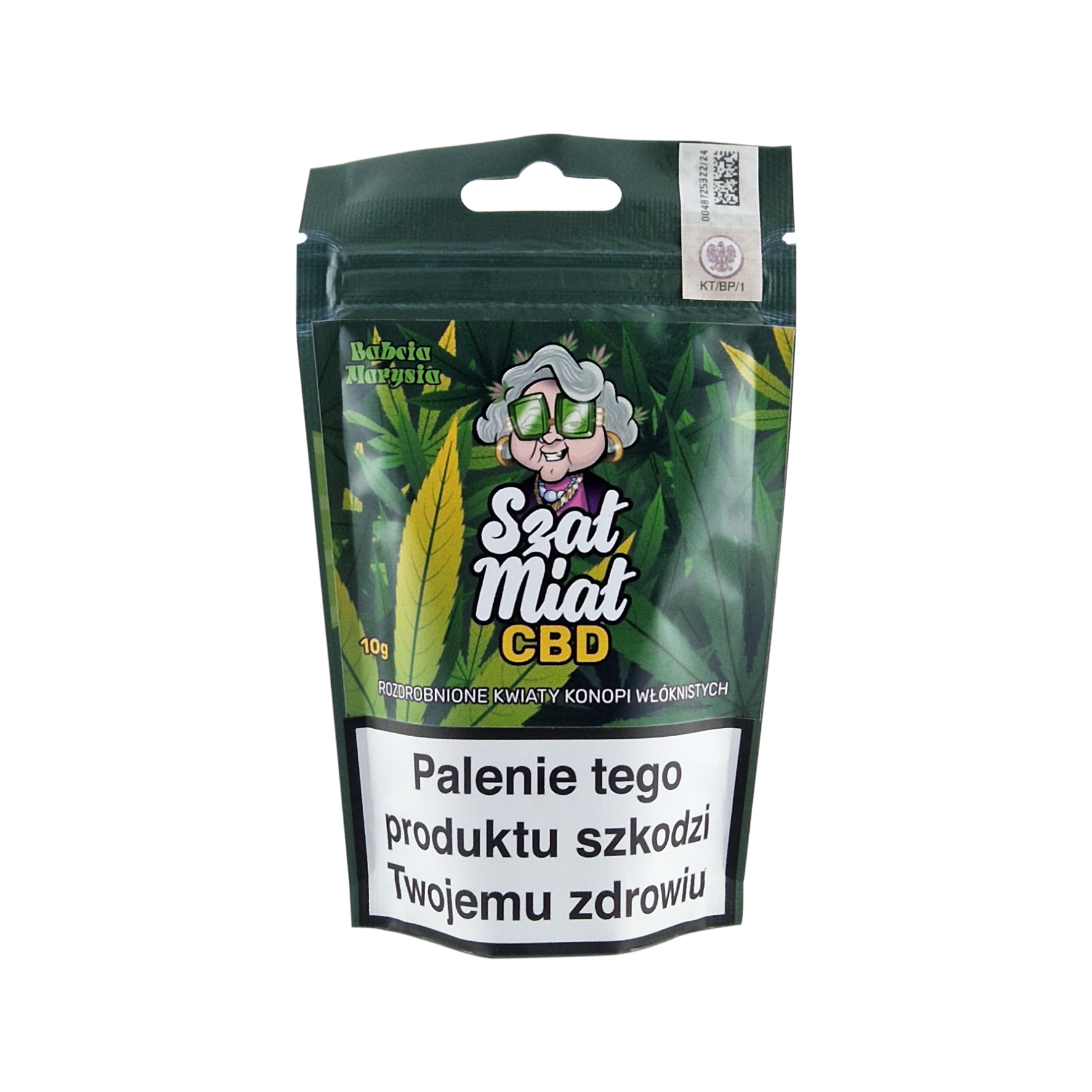 Zdjęcie przedstawia produkt Susz SZAŁ MIAŁ CBD 10g - Specjały Babci Marysi.