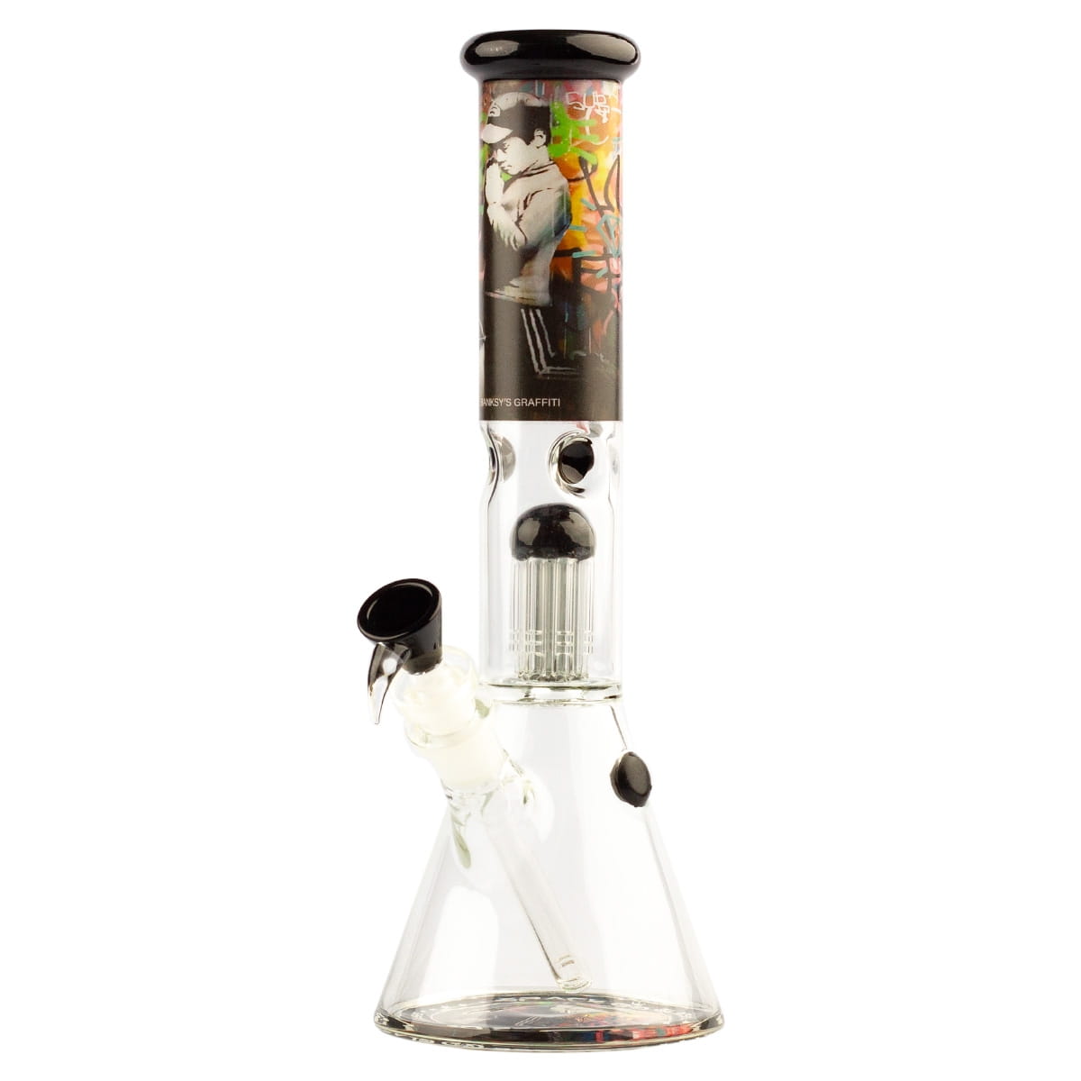 Zdjęcie przedstawia produkt Szklane Bongo G-Rollz 'Church of Graffiti" - Black Beaker 34 cm.