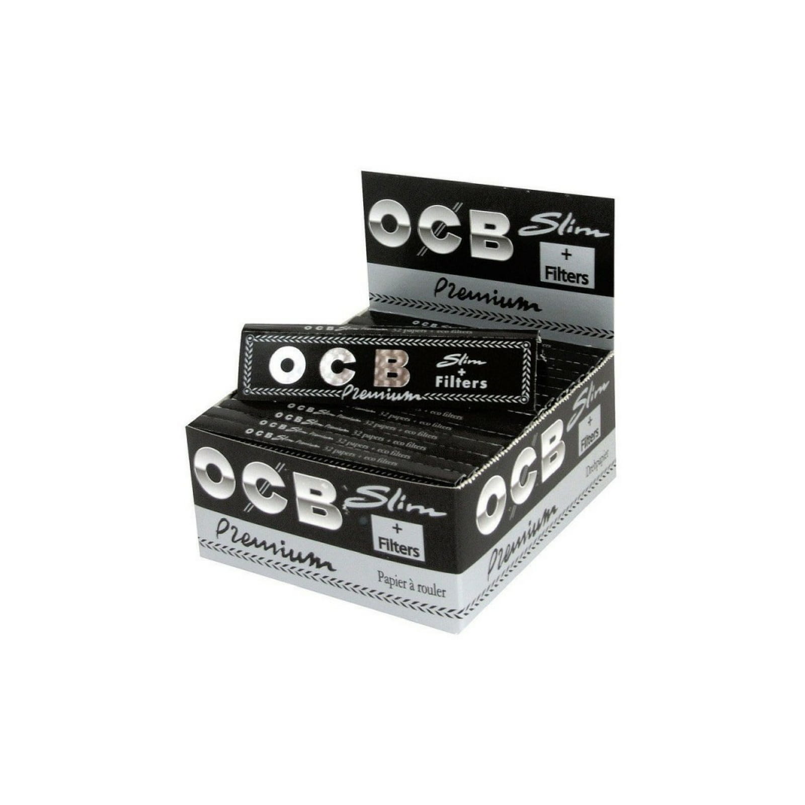 Zdjęcie przedstawia produkt BOX - 32 x Bibułka OCB Premium King Size Slim + Tips.