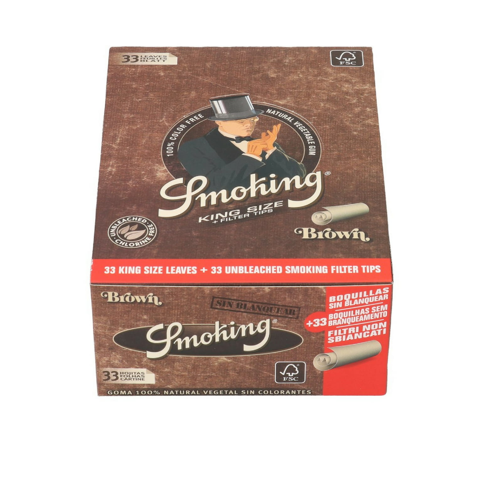 Zdjęcie przedstawia produkt BOX - 24 x Bibułka Smoking Brown KS + Filtry.
