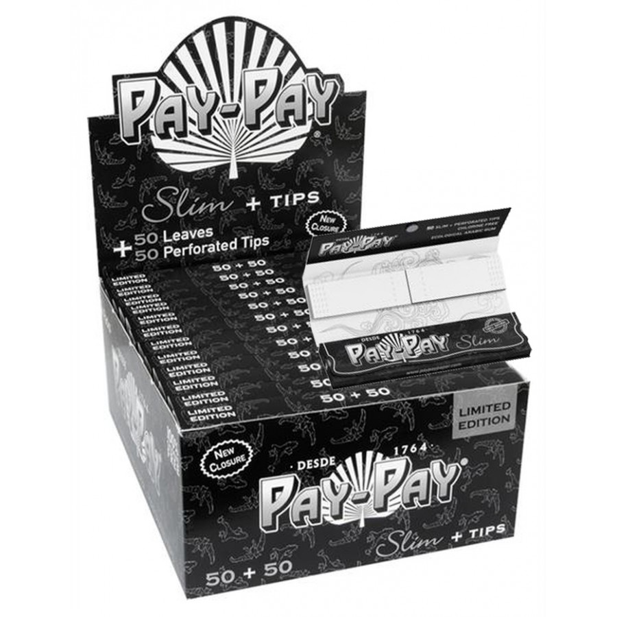 Zdjęcie przedstawia produkt BOX - 24 x Bibułki Pay-Pay Black Edition King Size Slim + Filterki.