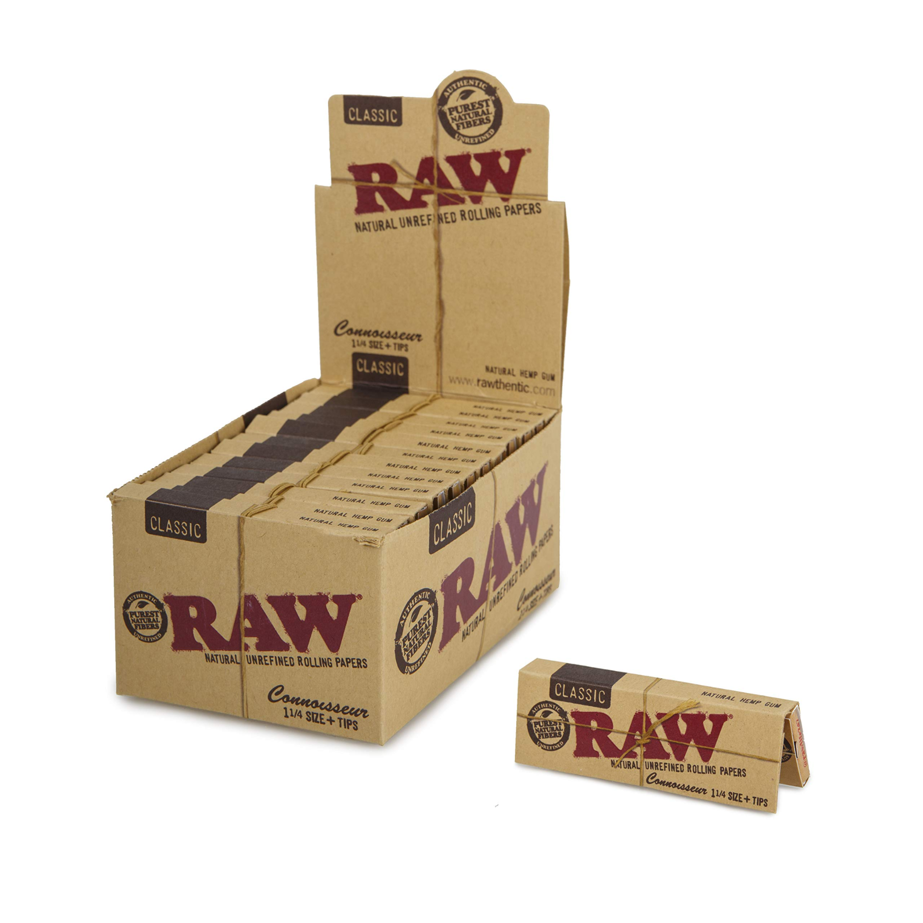 Zdjęcie przedstawia produkt BOX - 24 x Bibułki RAW Classic Connoisseur 1 1/4 + filtry.
