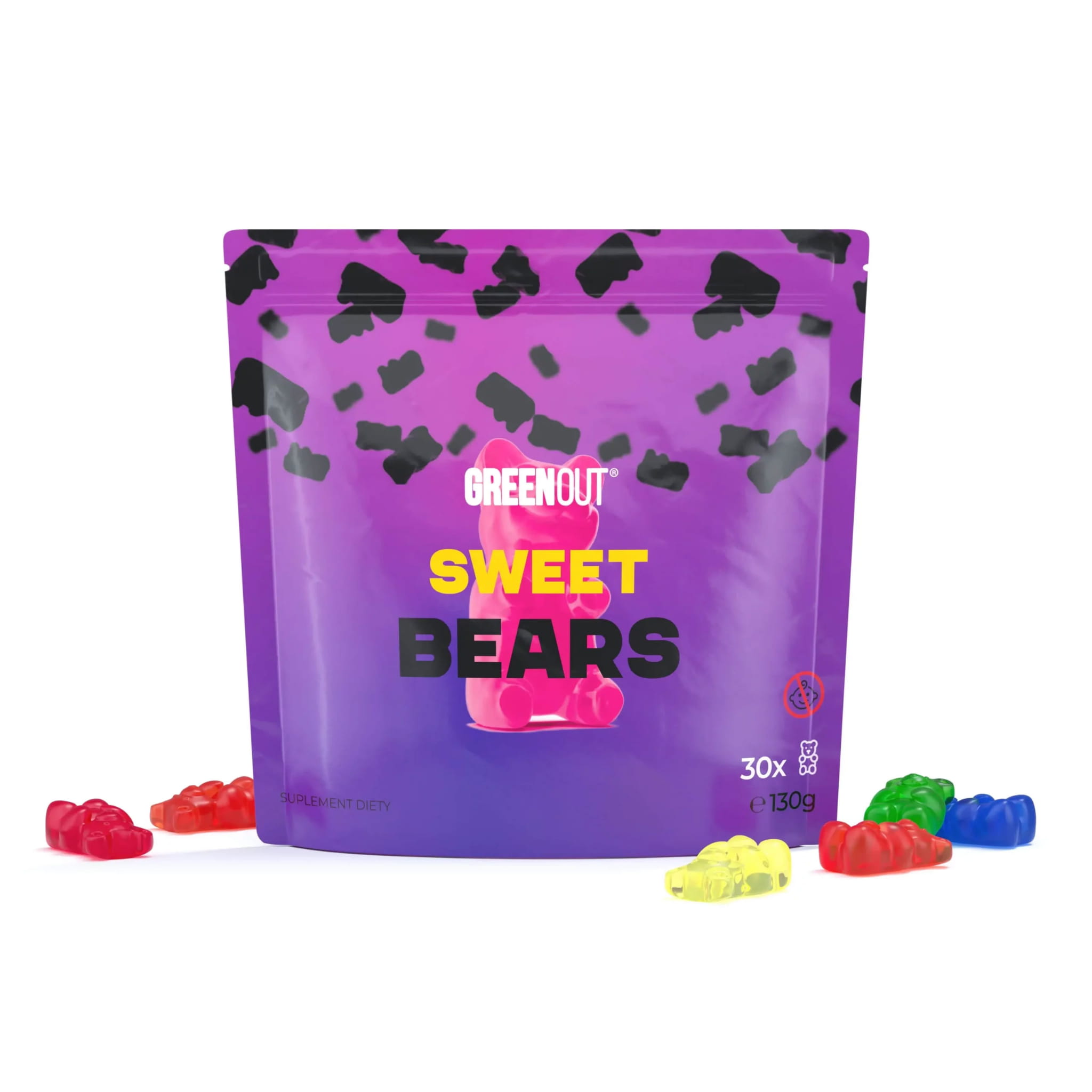 Na zdjęciu widoczne są Żelki konopne Green Out® - Sweet Bears, 130g.
