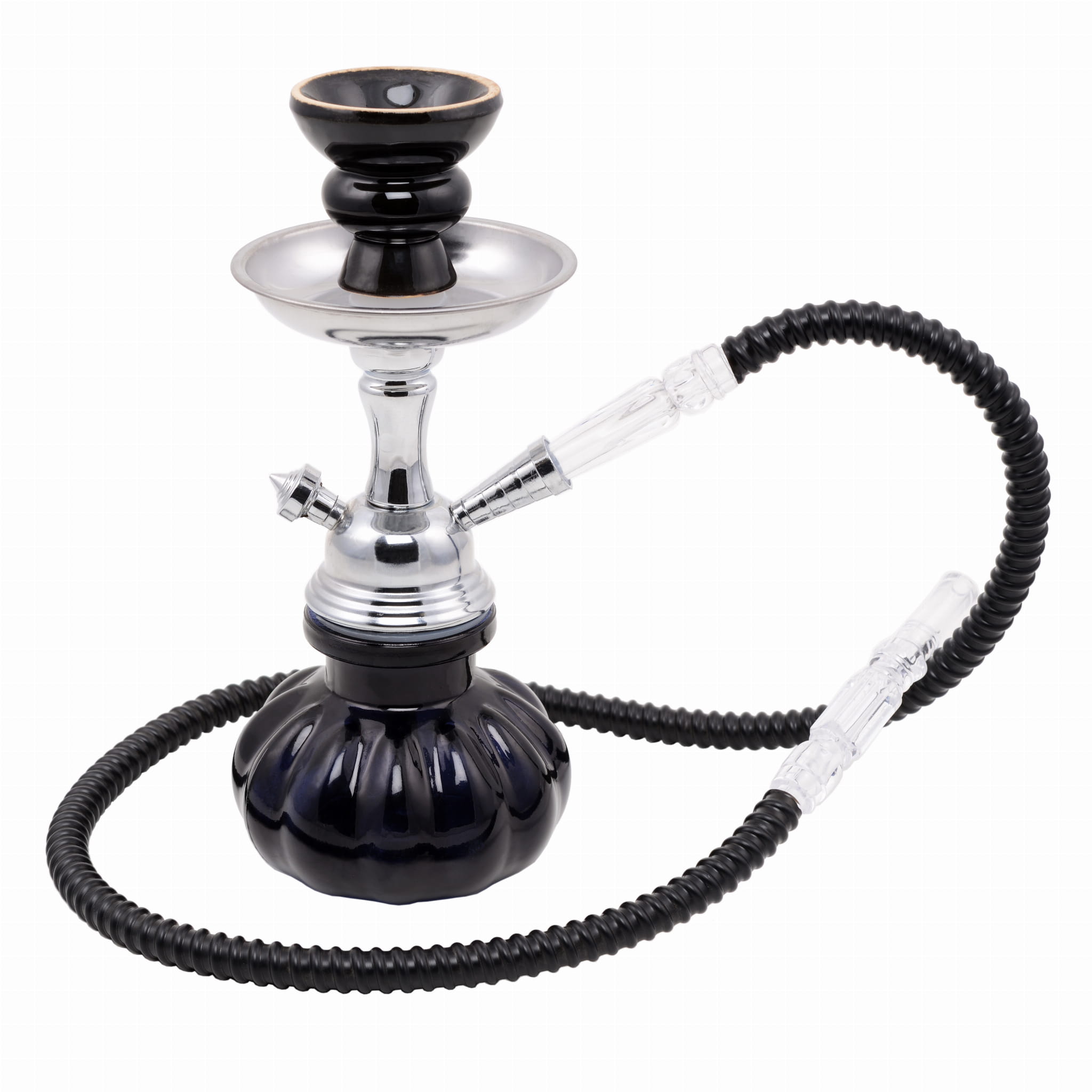 Zdjęcie przedstawia produkt Shisha Pumpkin 25cm czarna fajka wodna z jednym wężem.