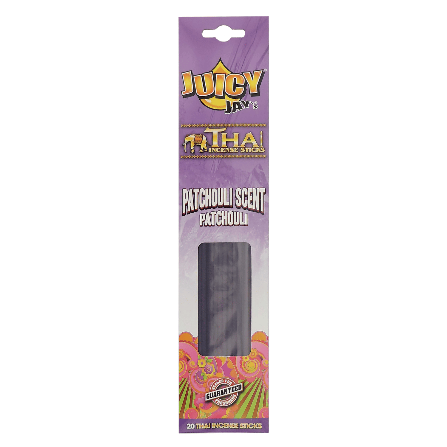Zdjęcie przedstawia produkt BOX - 12 x Kadzidła Juicy Jay's potchouli 20szt/paczka.