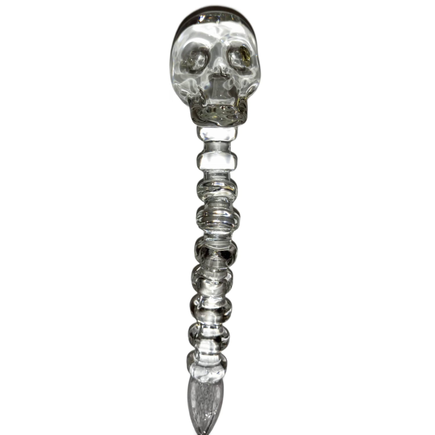 Zdjęcie przedstawia produkt Dabber Szklany "Przeźroczysta Czaszka" CLOVER SKULL do olejku 12 cm.