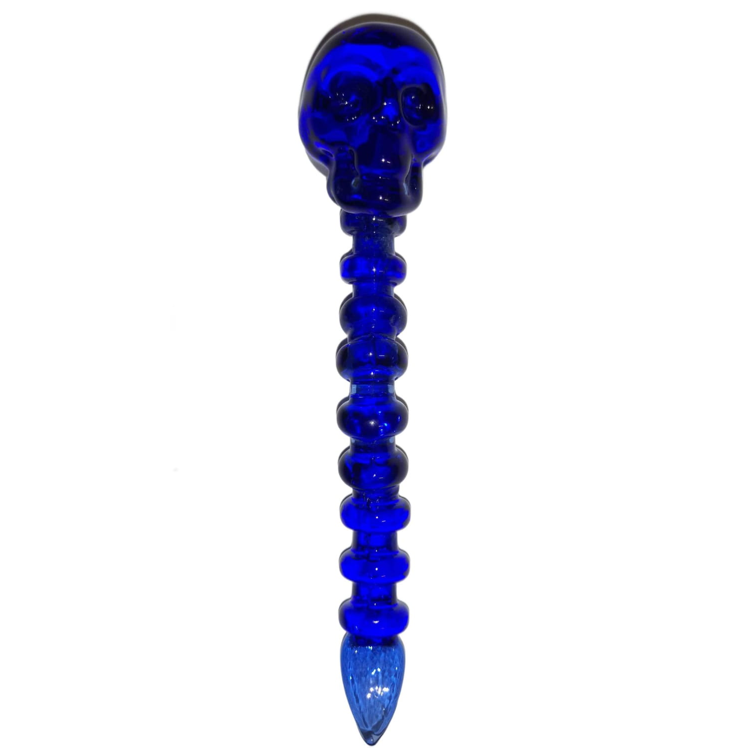Zdjęcie przedstawia produkt Dabber Szklany "Niebieska Czaszka" CLOVER SKULL do olejku 12 cm.