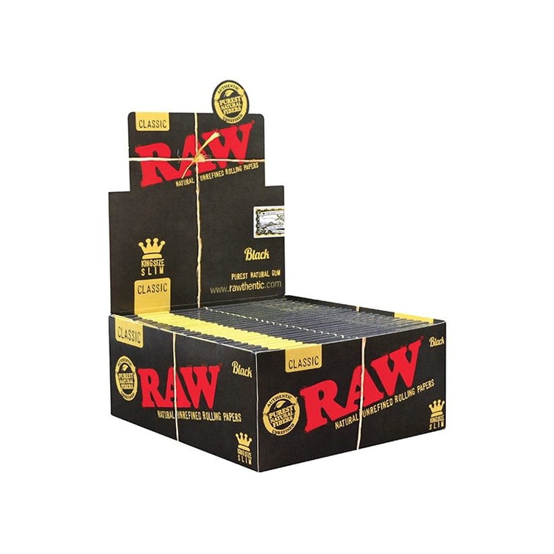 Zdjęcie przedstawia produkt BOX - 50 x Bibułka RAW BLACK KS Slim.