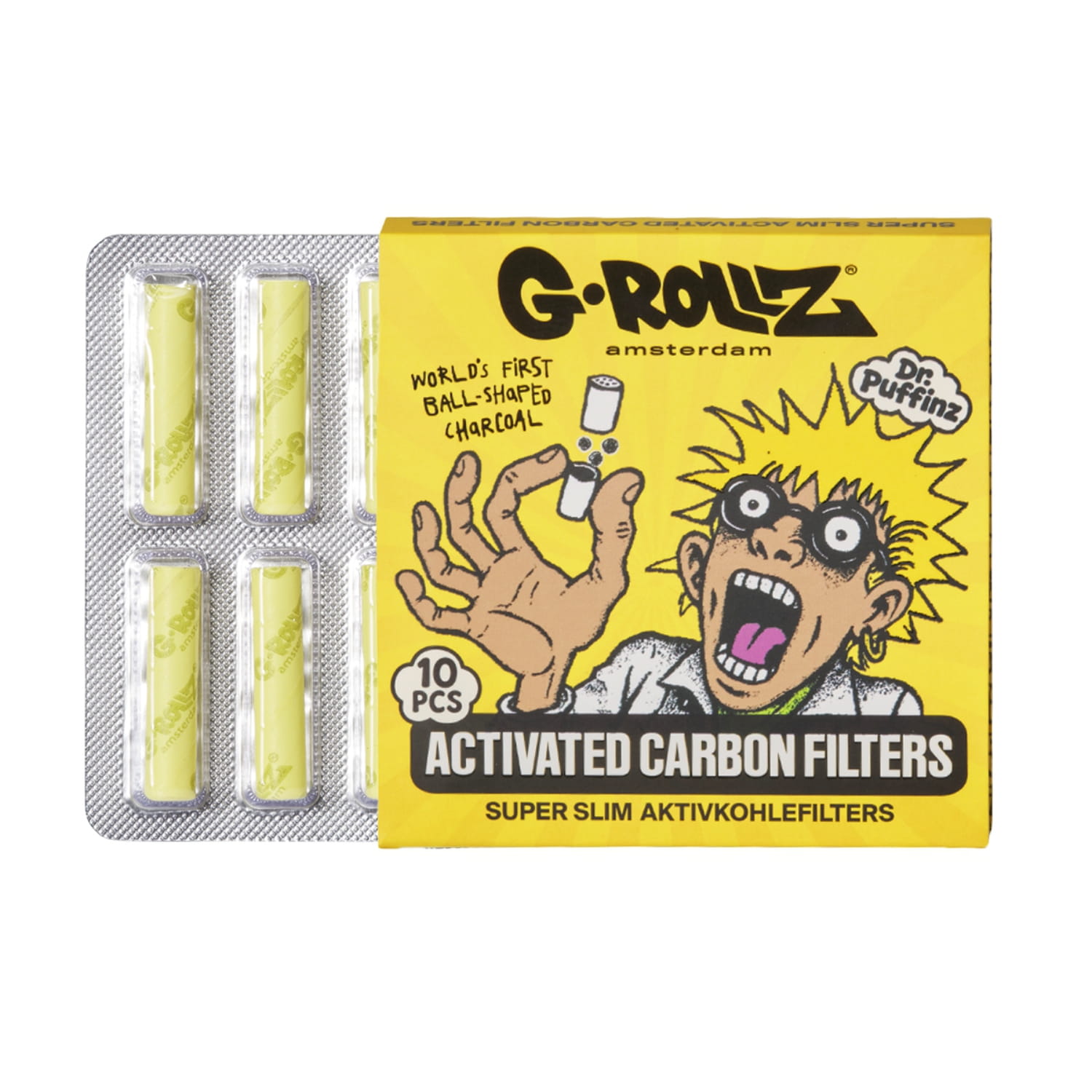 Zdjęcie przedstawia produkt Filterki z węglem aktywnym G-Rollz 6mm żółte 10 sztuk.